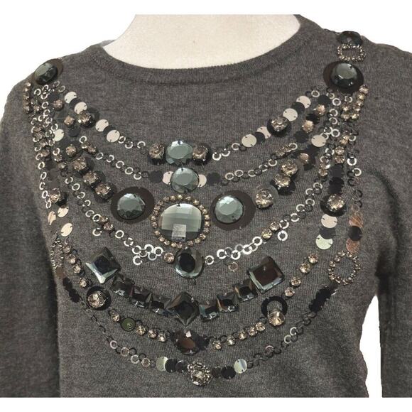 Tory Burch Cashmere Womens Sweater Size M Luxury Boho Embellished Whimsigoth - Picture 3 of 12